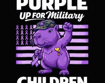 Purple Up für Militärkinder Militärkind Monat Capybara PNG, Purple Up Military Kids Monat Design PNG, Monat des Militärs PNG