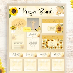 Kit per la tavola della preghiera - Tema girasole / Modello PDF per la tavola della preghiera / Tavole della preghiera con download immediato / Kit per la tavola della preghiera stampabile per cristiani