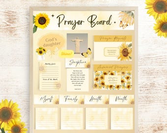 Kit per la tavola della preghiera a forma di girasole / Modello per la tavola della preghiera stampabile con buste / Forniture fai da te per la tavola della preghiera boho per attività cristiane