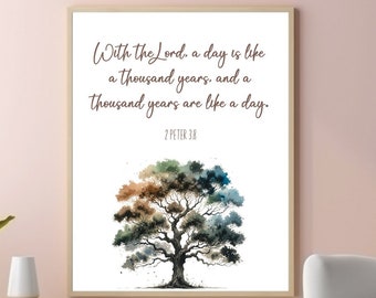 2 Petrus 3:8 Een dag is als duizend jaar, kunst aan de muur, afdrukbaar, christelijke kunst aan de muur, bijbelverskunst, kerkcadeau