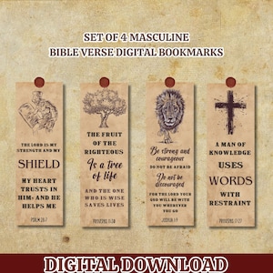 Scripture Bookmarks, Vintage Bookmarks, Masculine Bookmarks, Printable Study Tools, Scripture For Son