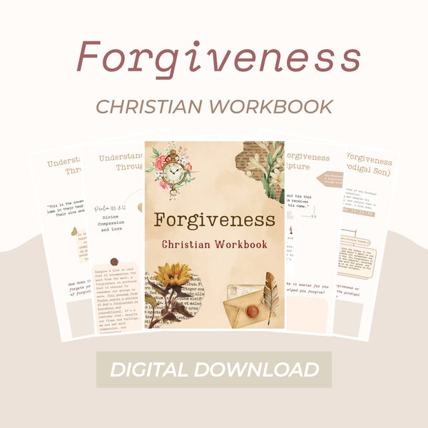 Forgiveness Workbook, Christian Workbook, Healing Book, Journal, Bible Study Tool, Digital Tool, Printable, Woman Bible Tool, Church Gift