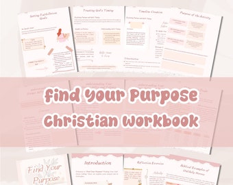 Find Your Purpose Workbook, Christian, Find Yourself Journal, Church Gift, Printable Christian Workbook, Church Gift, Bible Journal
