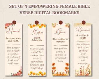 Women Of Faith, Set Of 4 Digital Bookmarks, Church Gift, Book Lover, Church Christmas