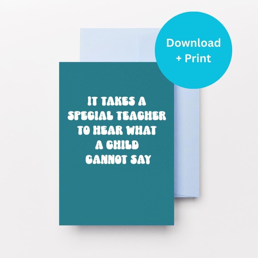 Special Needs Teacher Gift Bundle – Thank You Digital Download Card ...