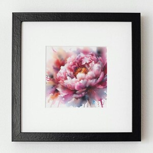 6 Peony Watercolour Painting Illustration Design Bundle, PNG JPG Digital Download, Printable Wall Art, Craft Art, Card Making, Clip art