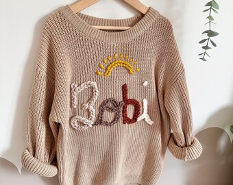 Personalised Hand Embroidered Name Knit Jumper