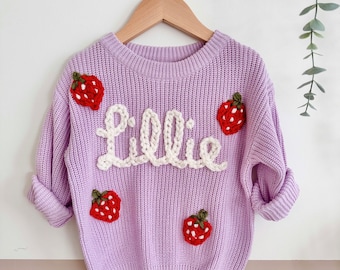 Personalised Hand Embroidered Name Oversized Knit Jumper - Medium Design