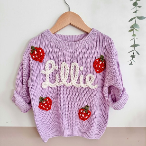 Personalised Hand Embroidered Name Oversized Knit Jumper - Medium Design