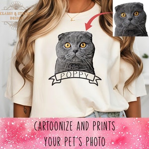 Comfort Colors Custom Cartoon Pet Portrait T-Shirt, Personalized Gift for Pet Lovers, Pet Photo to Cartoon T-Shirt