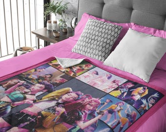Custom Name K-Pop Blanket, Personalized Idol Collage Throw, Cozy Fleece Gift for K-Pop Fans, Birthday or Christmas Present, Home Decor