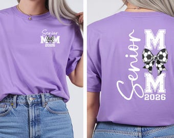Senior Mom 2026 Comfort Colors® Shirt, Soccer Mom Gift, Senior Night Comfort Colors® Sweatshirt, Class of 2026 Mom Bow Graphic Tee for Women