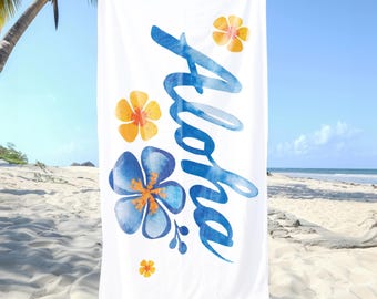 Aloha Tropical Beach Towel,Hawaiian Flower Towel for Summer & Travel,Lightweight Pool Towel for Vacation, Spa, Outdoor Fun or Beach Days