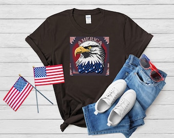 American Eagle Shirt, Patriotic USA Bald Eagle Tee, 4th of July T-Shirt,Freedom America Shirt, Independence Day Graphic Tee,Veteran Gift Top