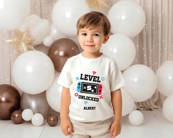 Personalized Birthday Shirt,Level 5 Unlocked Shirt,Boy Gamer Shirt,Kids Birthday Party,level up birthday,5 birthday tshirt,level up 10 shirt
