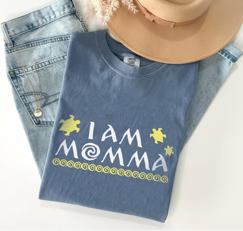 I Am Momma Comfort Colors Shirt, Ocean Turtle Mom Tee, Beachy Mom Life Shirt, Moana Inspired Gift for Moms, Summer Vacation T-Shirt image 3