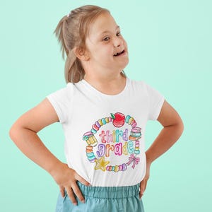 Custom Teacher Shirt by Grade,Personalized Back to School T-Shirt,Pre-K to Fifth Grade Teacher Graphic Tee,Colorful Teacher Gift,Team Shirts