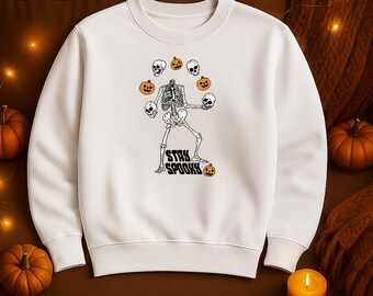 Stay Spooky Skeleton Sweatshirt, Funny Halloween Skull Hoodie, Pumpkin Halloween Sweater, Spooky Season Fall Pullover, Goth Halloween Outfit