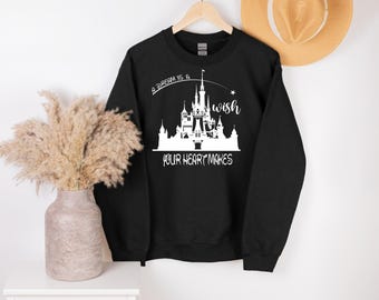 Sudadera con castillo inspirado en Disney, sudadera "Un sueño es un deseo que tu corazón hace", sudadera con capucha mágica, bonito atuendo de viaje, sudadera con capucha Disney a juego
