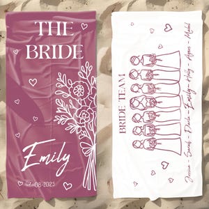 Personalized Bride Towel, Bridesmaid Beach Towels,Custom Name Wedding Towel,Bachelorette Party Favor,Bridal Team Towel,Honeymoon Beach Towel