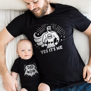 Dad and Baby Matching Shirts, Funny Daddy and Me Outfit, Father’s Day Gift Set, Dad My Hero & Yes It’s Me Design, Cute Baby Bodysuit - Tee