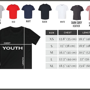 a t - shirt size guide for a youth t - shirt