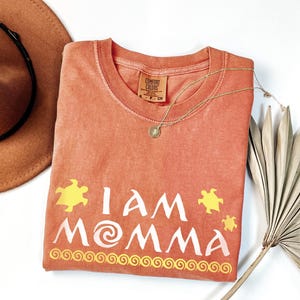 I Am Momma Comfort Colors Shirt, Ocean Turtle Mom Tee, Beachy Mom Life Shirt, Moana Inspired Gift for Moms, Summer Vacation T-Shirt image 2