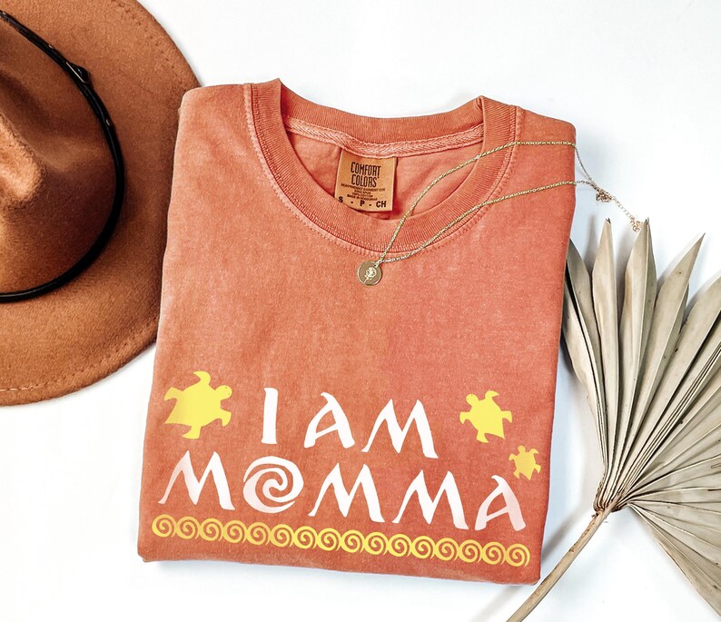 I Am Momma Comfort Colors Shirt, Ocean Turtle Mom Tee, Beachy Mom Life Shirt, Moana Inspired Gift for Moms, Summer Vacation T-Shirt image 2