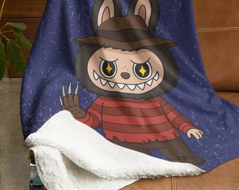 Custom Name Freddy Krueger Blanket,Personalized Horror Movie Throw,Halloween Gift,Cozy Fleece for Scary Movie Fan,Birthday or Christmas Gift