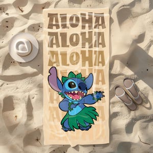 Aloha Beach Towel, Hawaiian Summer Gift,Cute Tropical Design, Soft Absorbent Vacation Towel,Fun Pool & Travel Essential, Cute Cartoon Design