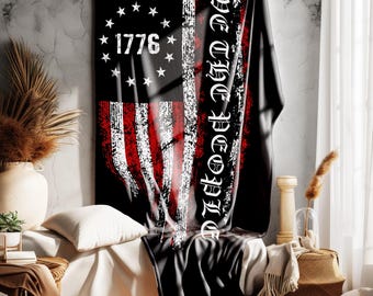 Manta "We The People", diseño de la bandera estadounidense de 1776, regalo patriótico, regalo de aniversario personalizable, decoración para el Día de la Independencia de EE. UU.