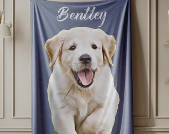 Personalized Pet Photo Blanket, Custom Dog Blankets, Customized Photo Throws,Minky Blanket Gifts, Pet Lover Gifts, Custom Cat Face Blankets