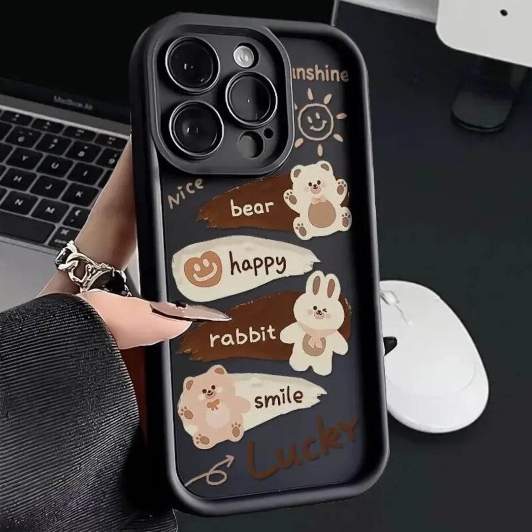 QCC Korean Cute Cartoon Bear Phone Case for iPhone 11 12 13 14 15 Pro ...