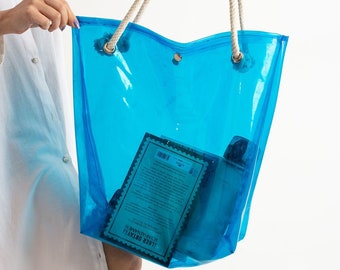 Verkrijgbaar in 5 kleuren! Neon transparante Tote Bag, moderne minimalistische tas, bruidsmeisje Bachelorette Beach Party Gift