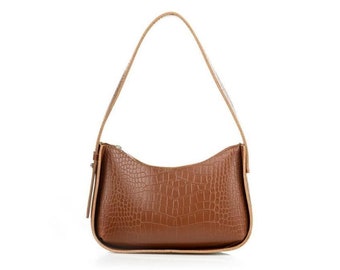 Lakleer Dames schoudertas, Crossbody tas, elegante schoudertas, bruine leren tas, mode glanzende tassen, cadeau voor haar