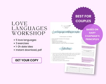 Love Languages Workshop for Couples | Relationship Worksheets  | Romantic Date Night Idea - Couples therapy | 5 Love Languages & Date Ideas