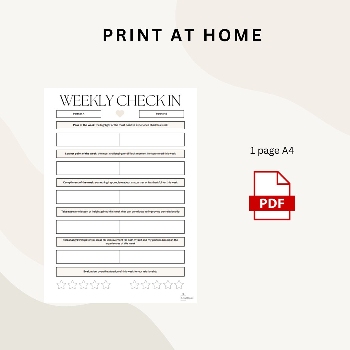 Weekly Checkin Template for Couples, Relationship Checkin Printable Weekly Checkin Template for Couples, Relationship Checkin Printable