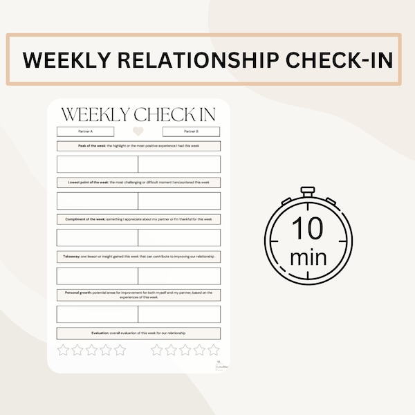 Weekly Check-In Template for Couples, Relationship Check-in Printable, Weekly Marriage Check-In, Weekly Marriage Meeting Digital