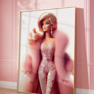 Girly Wandkunst | Diva | Rosa Wandkunst | Blondes Mädchen | Modepuppe | Retro Puppen Poster | Preppy Wandkunst | Mädchen der Extraklasse