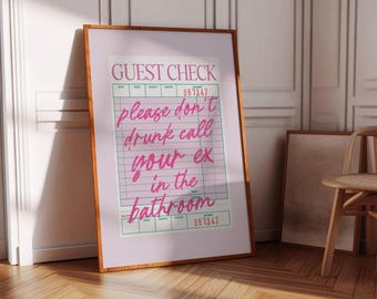 Roze gastruitkunst aan de muur: grappige badkamerprint (direct downloaden)