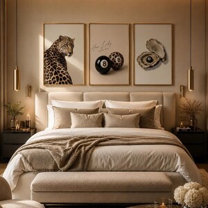 Eclectic Leopard Wall Art Set, Neutral Beige Gallery Prints, Printable Home Decor image 5