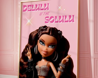 Girly Doll Poster: Delulu is the Solulu, Retro Wall Art (Digital Download)