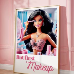 Girly Wall Art | Girly Wall Art | Pretty Girl Wall Art | Doll Art | Make Up Poster | Retro Doll Poster | Preppy Wall Art | Pink Quote Poster