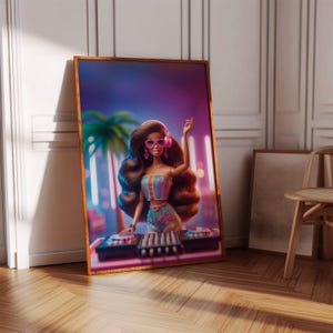 DJ Wall Art | Vibrant DJ Girl Wall Art Print | Colorful Music Artwork | Home Decor | Artistic Music Poster | Modern Wall Decor | Club Poster