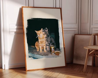 Funny Cats Wall Art: Retro Home Decor (Digital Download)