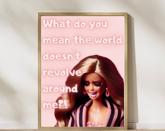 Girly Wall Art | Funny Girl Poster | Pink Wall Art | Blonde Girl | Fashion Doll | Retro Doll Poster | Preppy Wall Art | Typical Girl Quote