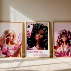 Girly Wall Art Set of 3 | Retro Doll Prints (Instant Download)