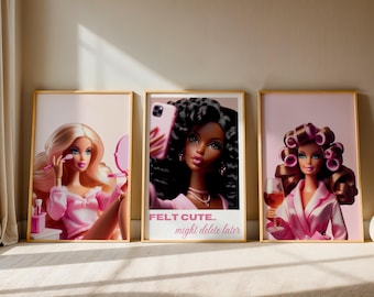 Girly Wall Art Set of 3 | Retro Doll Prints (Instant Download)