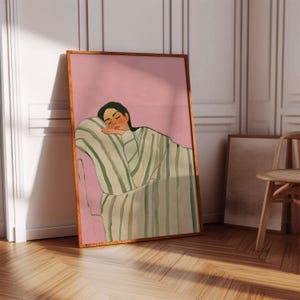 Girl Sleeping Print: Pink Bedroom Wall Art (Digital Download)