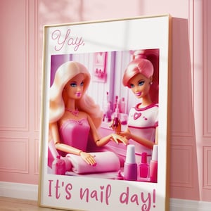 Decoración de salón de uñas - Regalo de artista de uñas - Decoración de salón de belleza / Arte de pared de salón de uñas / Arte de pared femenino / Póster rosa / Arte de uñas / Póster de manicura